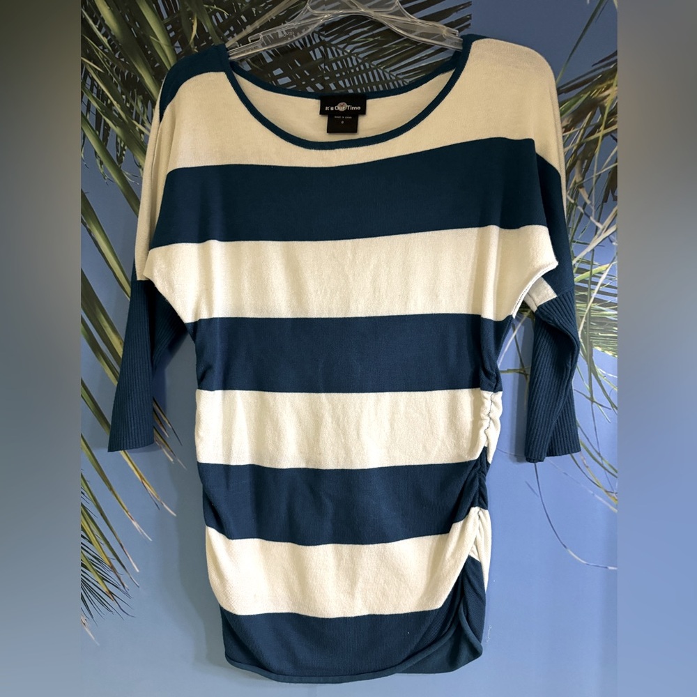 Striped sweater, 3 quarter length. Size small